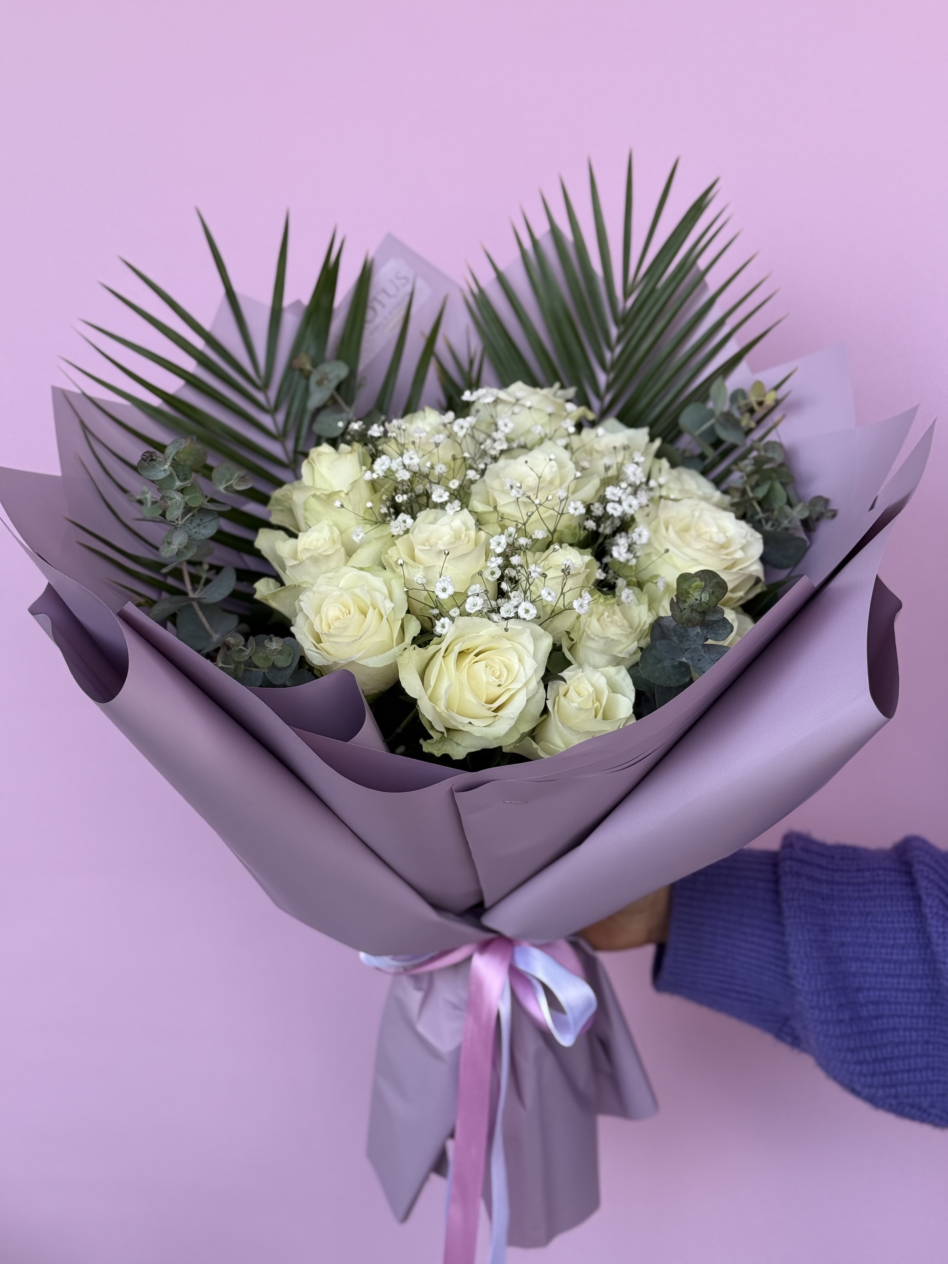 15 adet beyaz ithal gül buketi