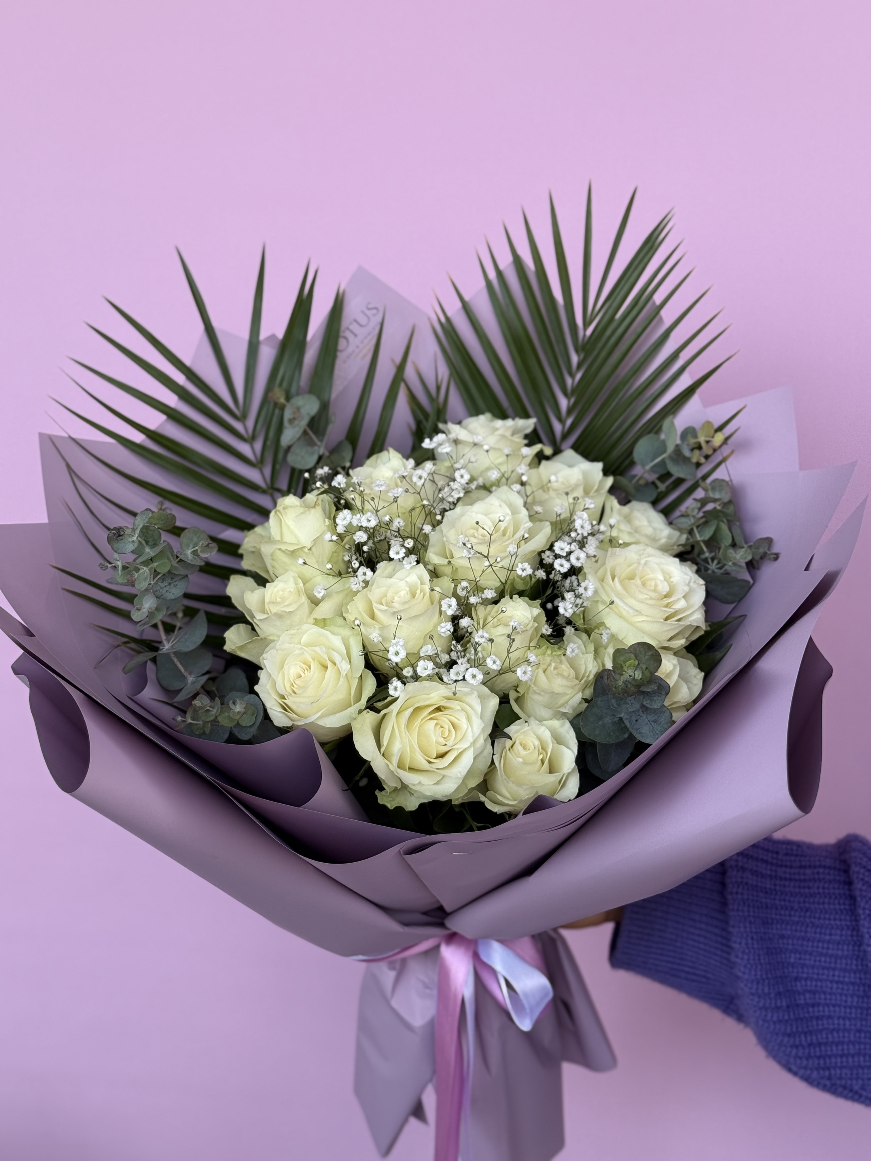 15 adet beyaz ithal gül buketi