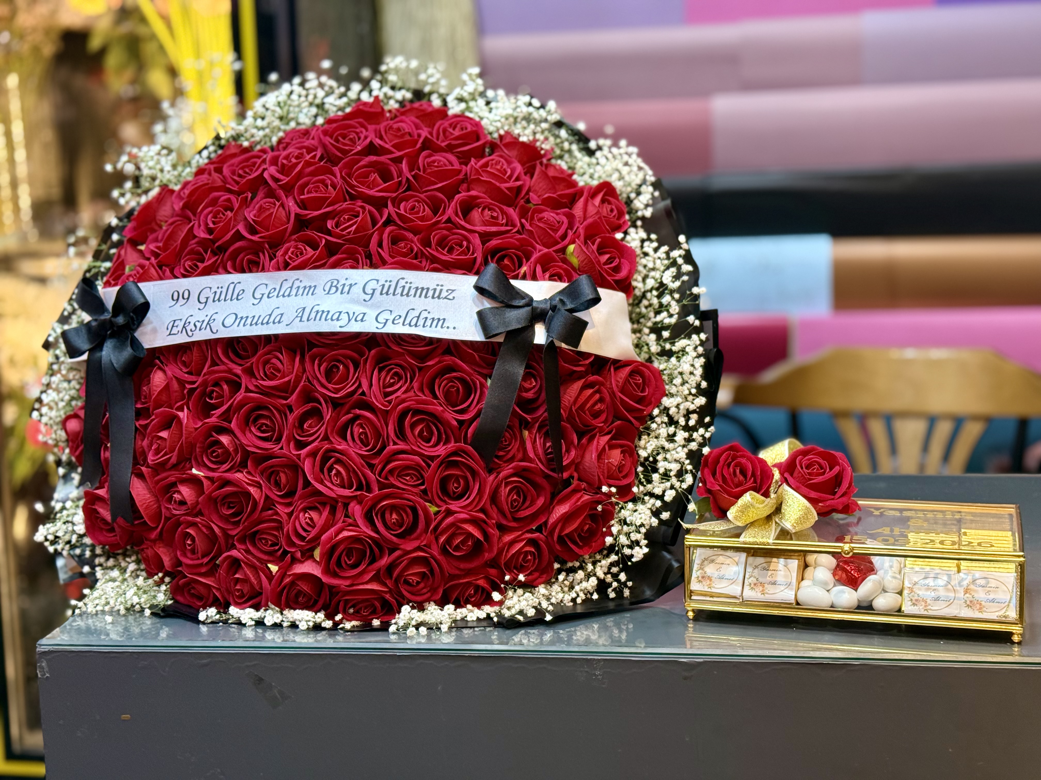 99 kadife kırmızı kız isteme setimiz herşey dahil